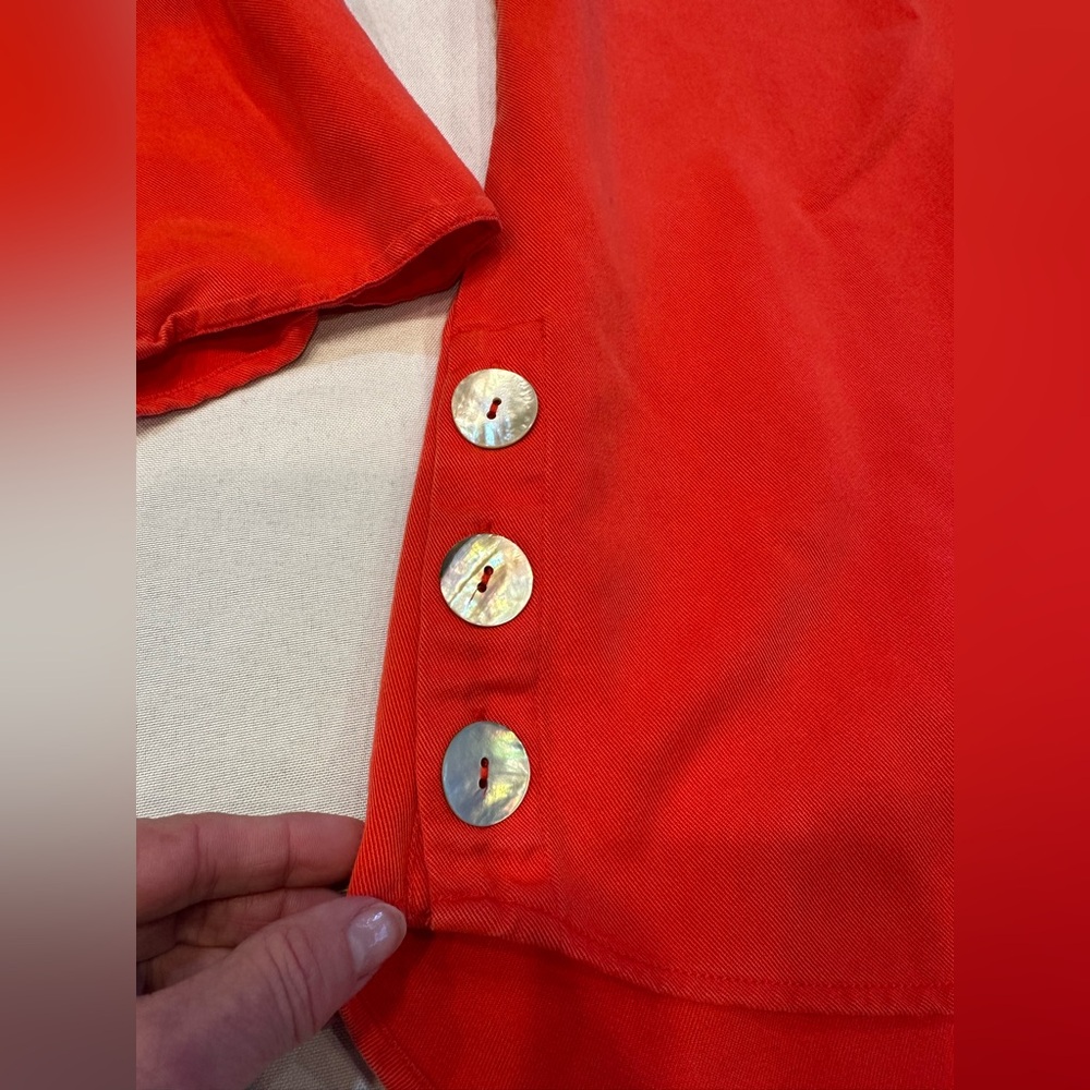 Soft Surroundings Red V‑Neck Button Accent Blouse - Picture 6 of 9
